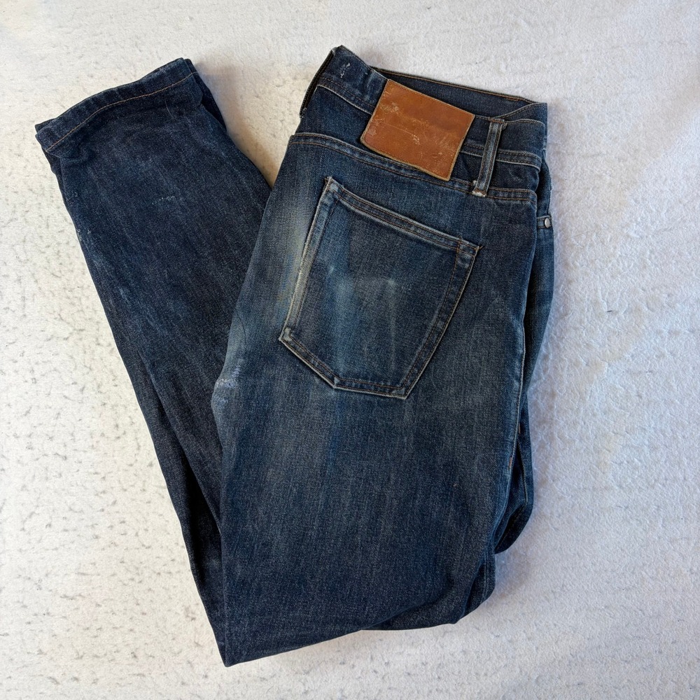 Unbranded Brand UB401 Tight Fit Jeans Mens 32 Blue Raw Indigo Selvedge Denim